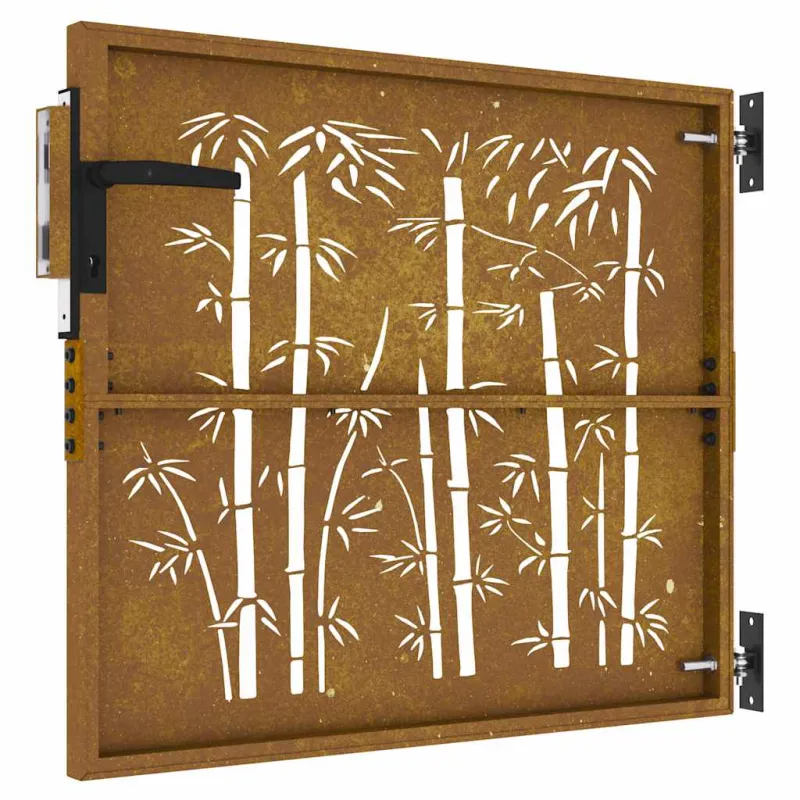 Sodo vartai, 85x100 cm, Corten plienas, bambuko dizainas