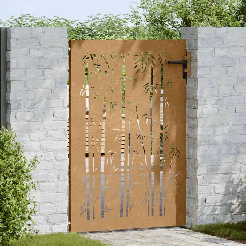 Sodo vartai, 85x125 cm, Corten plienas, bambuko dizainas