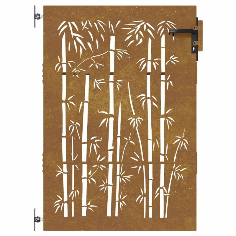 Sodo vartai, 85x125 cm, Corten plienas, bambuko dizainas