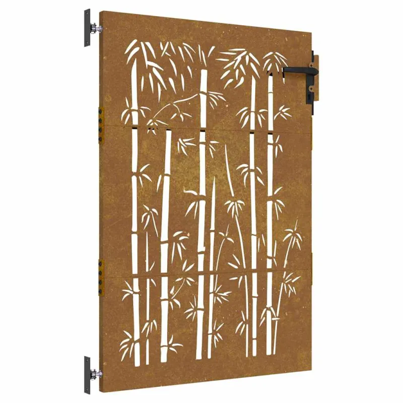 Sodo vartai, 85x150 cm, Corten plienas, bambuko dizainas