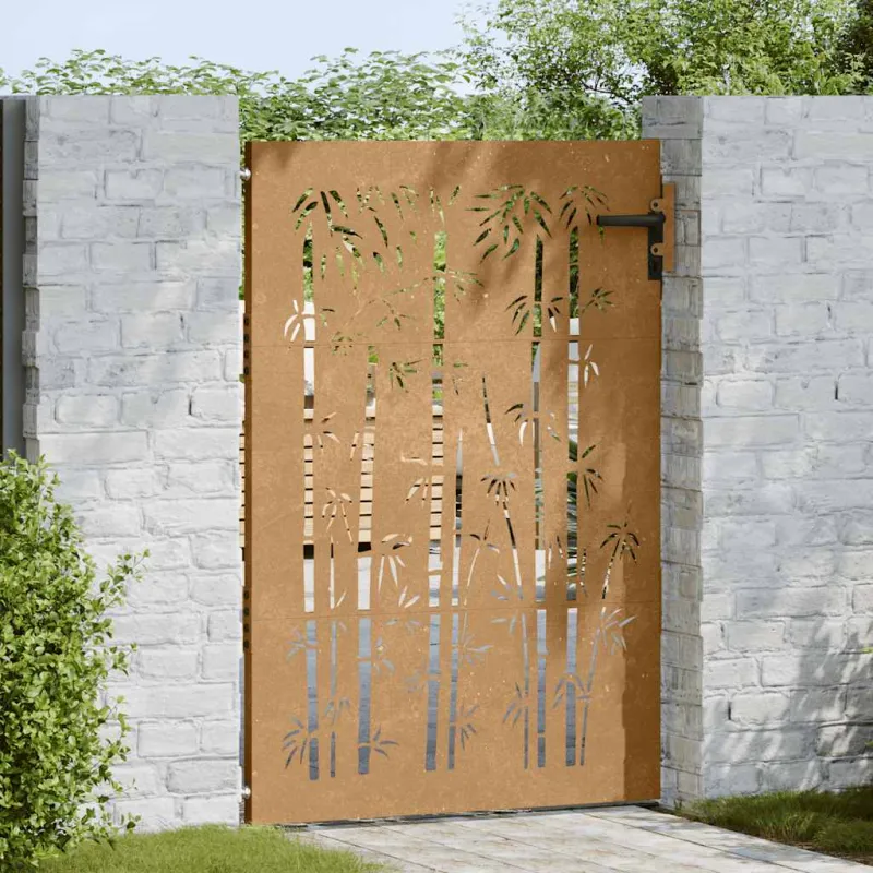 Sodo vartai, 85x150 cm, Corten plienas, bambuko dizainas