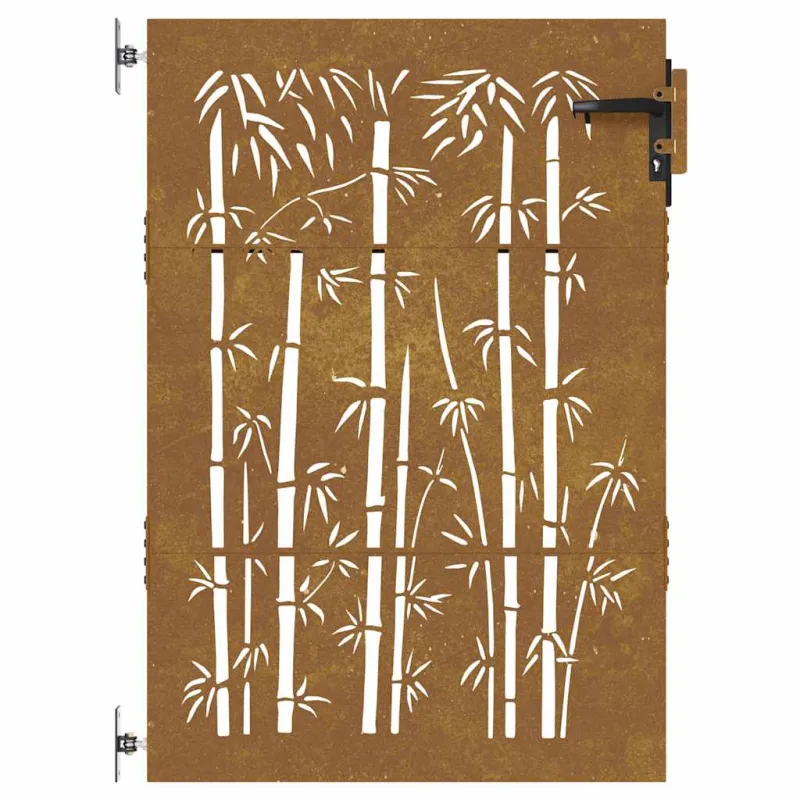 Sodo vartai, 85x150 cm, Corten plienas, bambuko dizainas