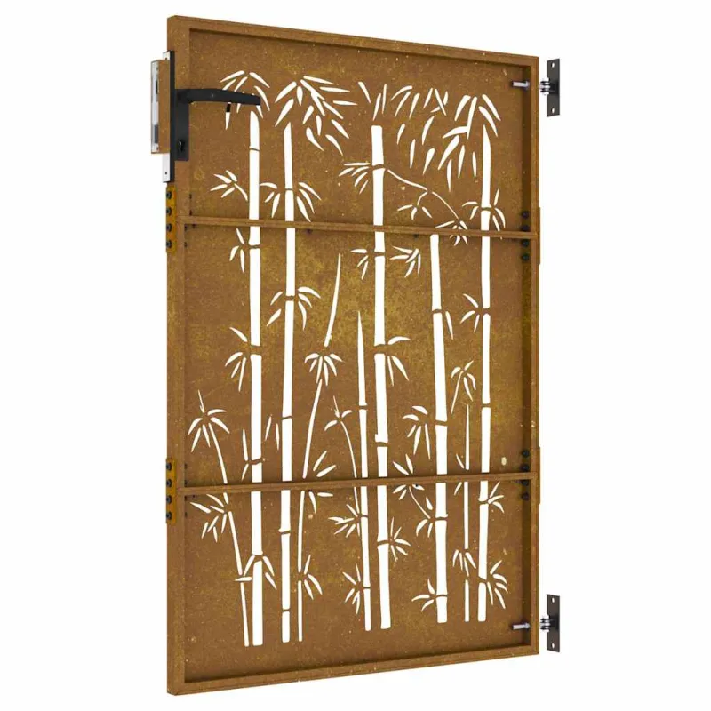 Sodo vartai, 85x150 cm, Corten plienas, bambuko dizainas