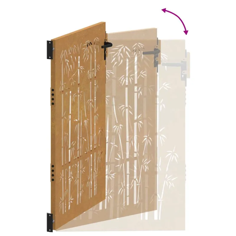 Sodo vartai, 85x150 cm, Corten plienas, bambuko dizainas