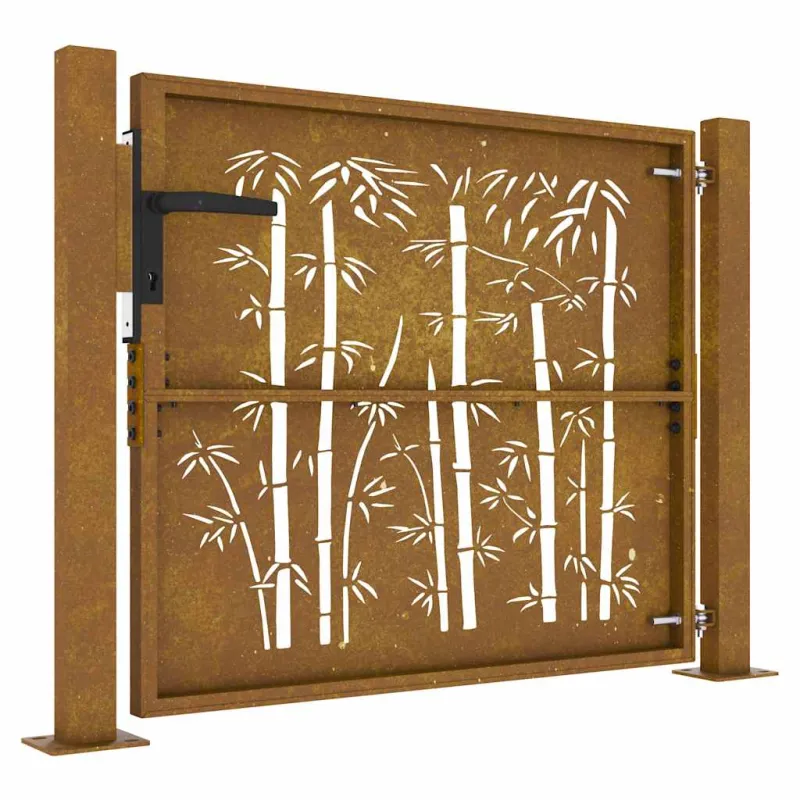 Sodo vartai, 100x75 cm, Corten plienas, bambuko dizainas