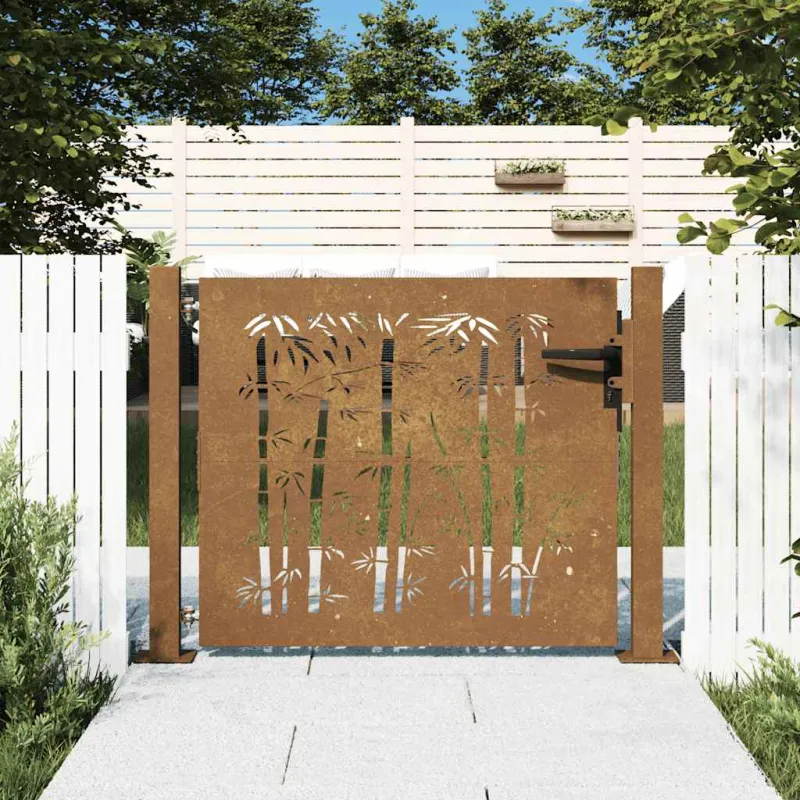 Sodo vartai, 100x100 cm, Corten plienas, bambuko dizainas
