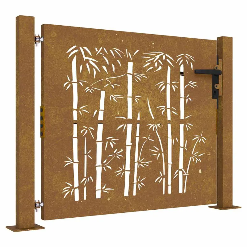 Sodo vartai, 100x100 cm, Corten plienas, bambuko dizainas