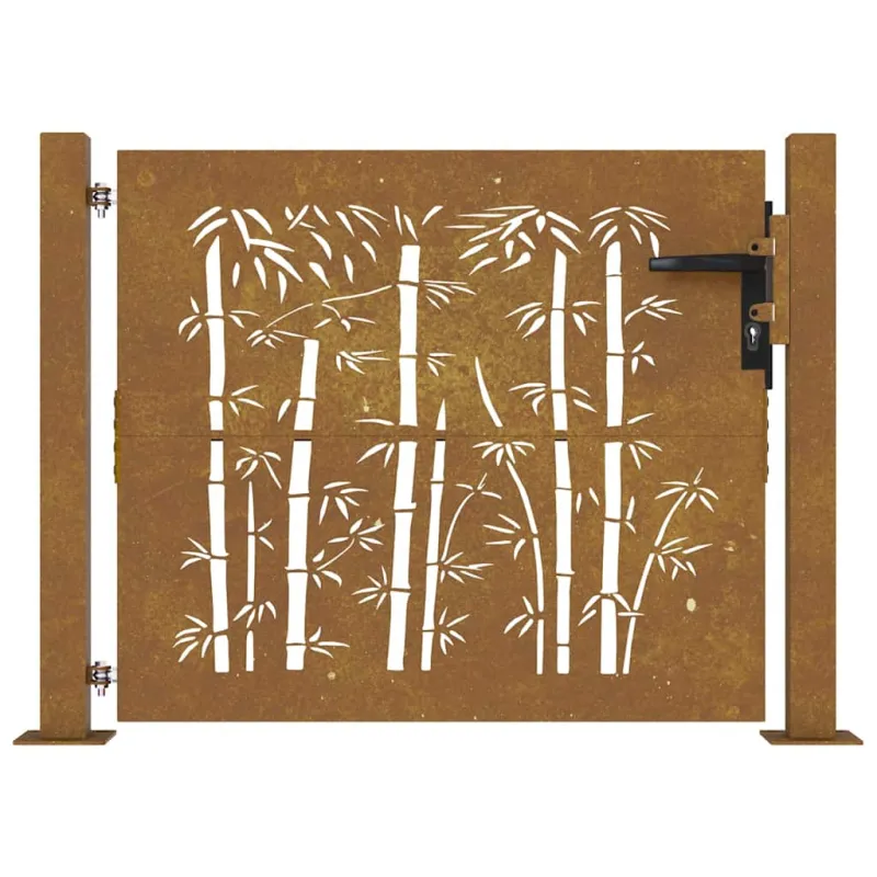 Sodo vartai, 100x100 cm, Corten plienas, bambuko dizainas