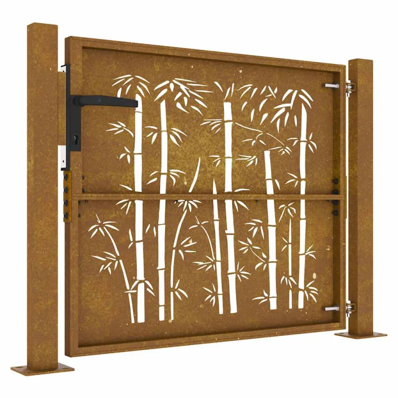 Sodo vartai, 100x100 cm, Corten plienas, bambuko dizainas
