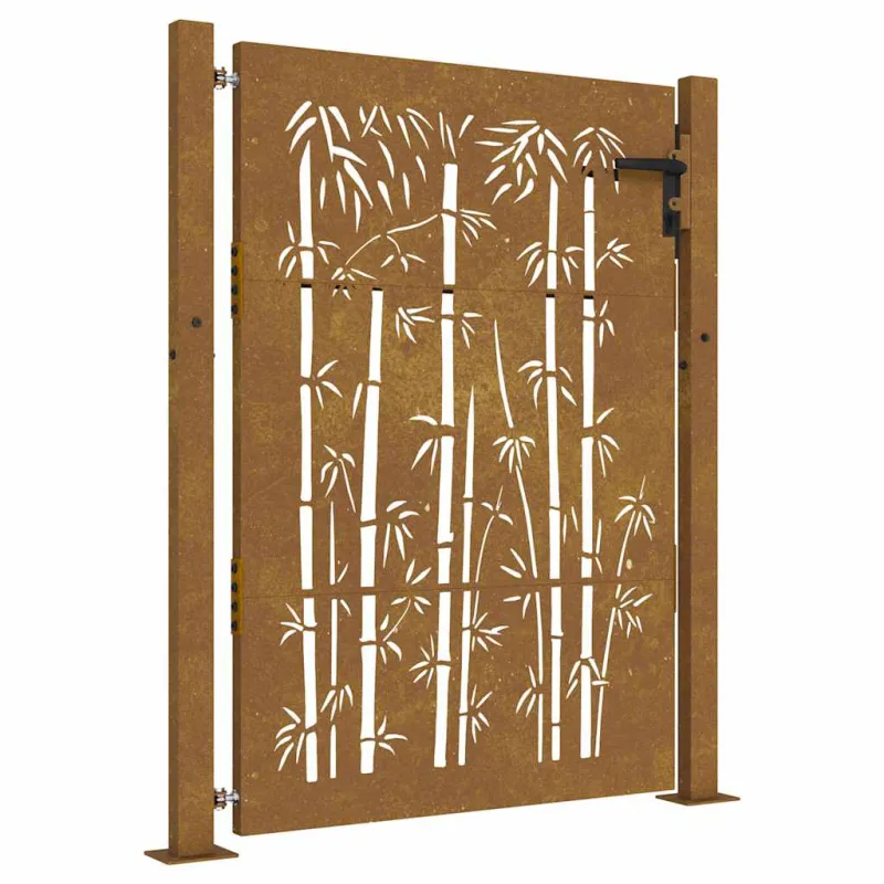 Sodo vartai, 100x125 cm, Corten plienas, bambuko dizainas