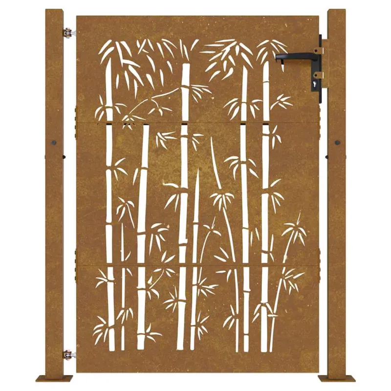 Sodo vartai, 100x125 cm, Corten plienas, bambuko dizainas