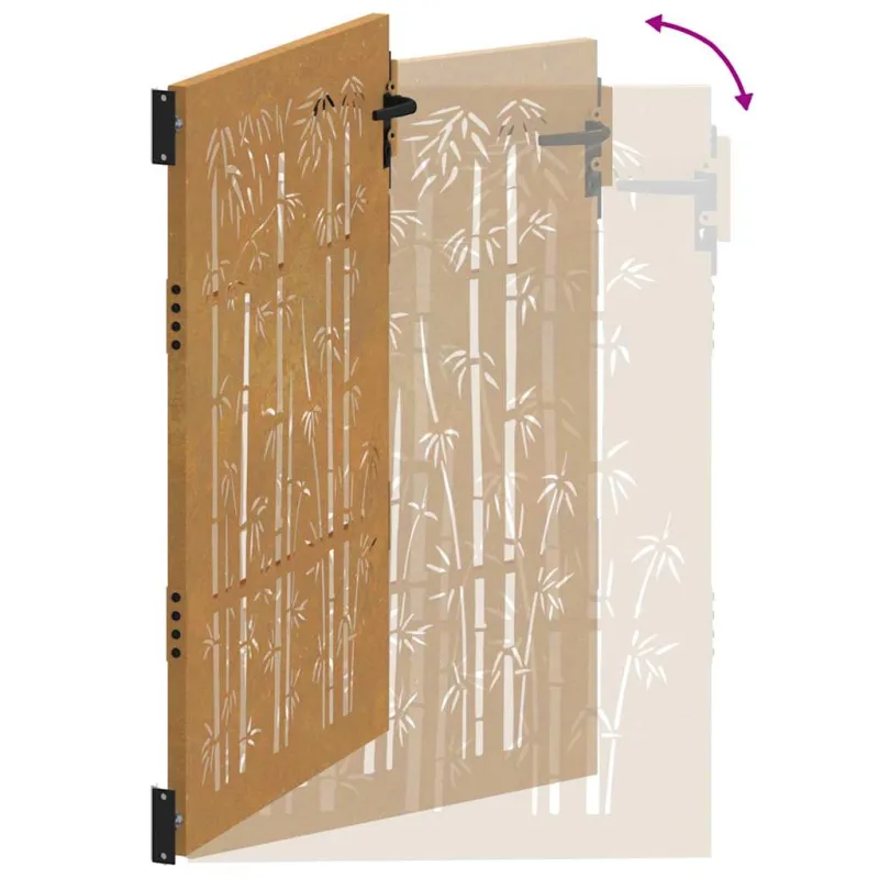 Sodo vartai, 100x125 cm, Corten plienas, bambuko dizainas