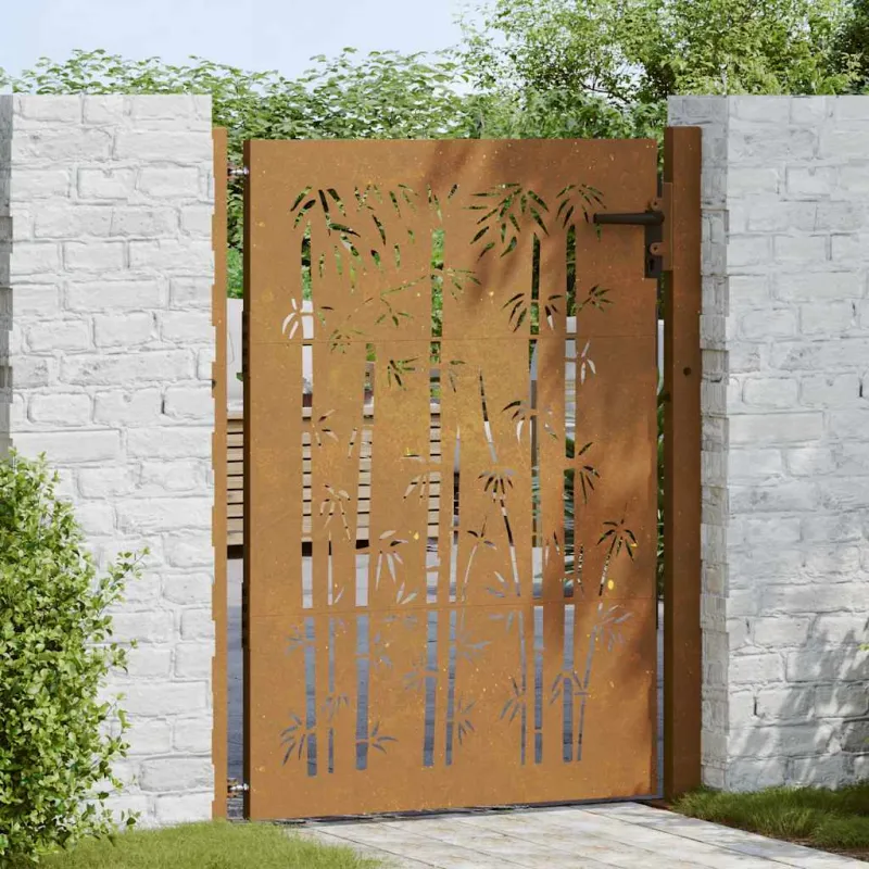 Sodo vartai, 100x150 cm, Corten plienas, bambuko dizainas