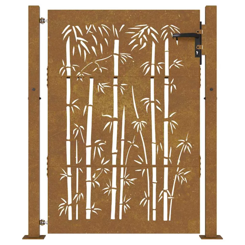 Sodo vartai, 100x150 cm, Corten plienas, bambuko dizainas