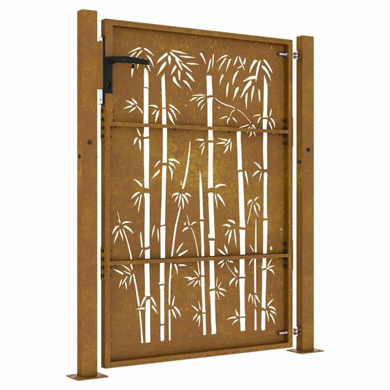 Sodo vartai, 100x150 cm, Corten plienas, bambuko dizainas