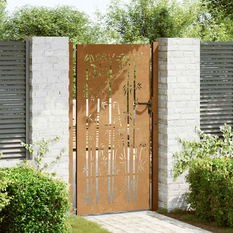 Sodo vartai, 100x200 cm, Corten plienas, bambuko dizainas