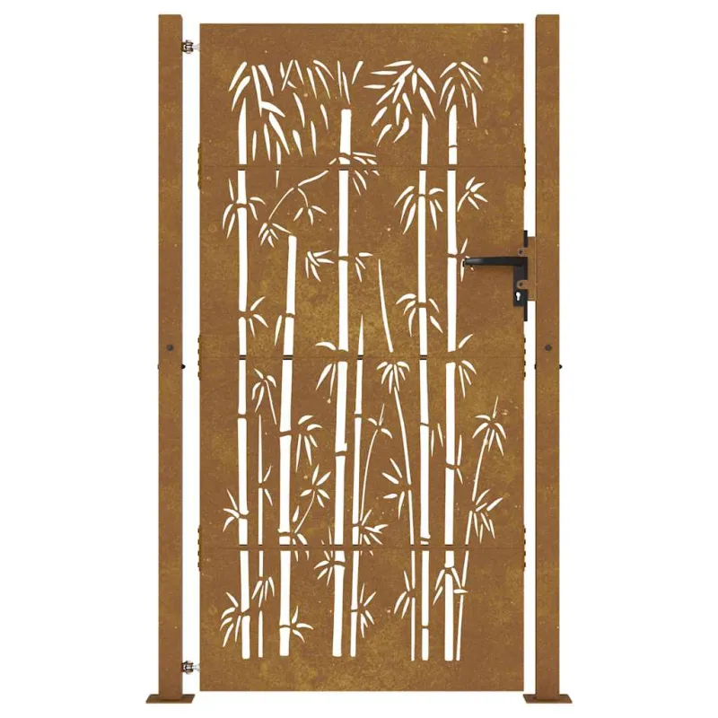 Sodo vartai, 100x200 cm, Corten plienas, bambuko dizainas