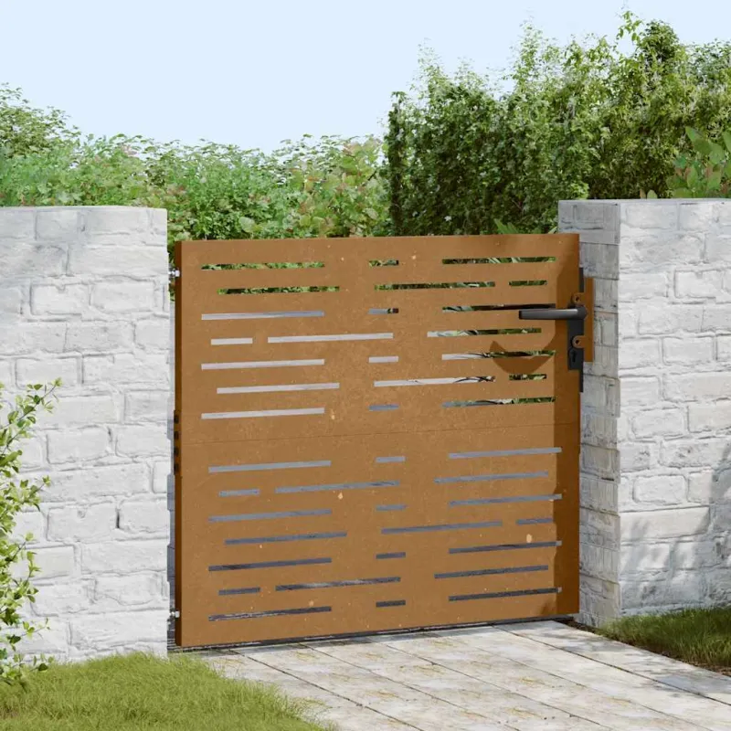 Sodo vartai, 85x100 cm, Corten plienas, kvadratinis dizainas