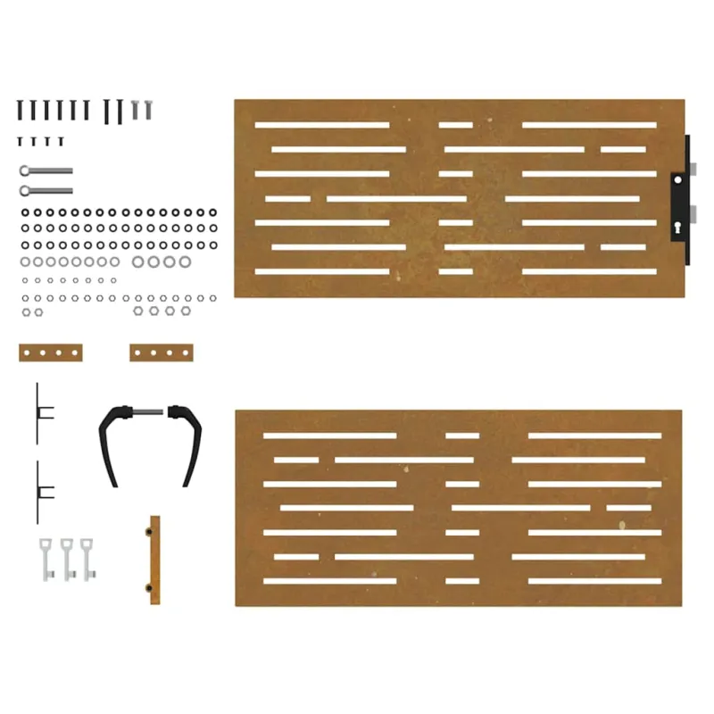 Sodo vartai, 85x125 cm, Corten plienas, kvadratinis dizainas