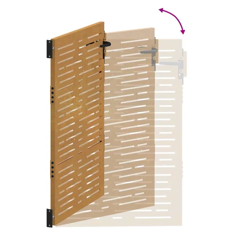 Sodo vartai, 85x125 cm, Corten plienas, kvadratinis dizainas