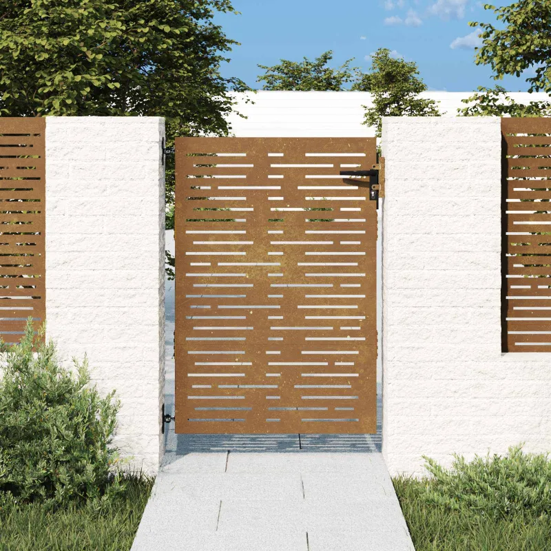 Sodo vartai, 85x150 cm, Corten plienas, kvadratinis dizainas