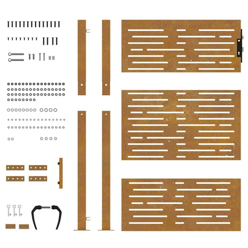 Sodo vartai, 100x150 cm, Corten plienas, kvadratinis dizainas