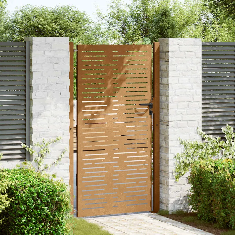 Sodo vartai, 100x175 cm, Corten plienas, kvadratinis dizainas