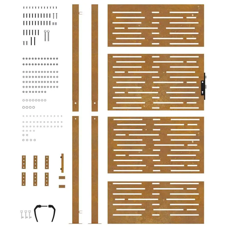 Sodo vartai, 100x175 cm, Corten plienas, kvadratinis dizainas