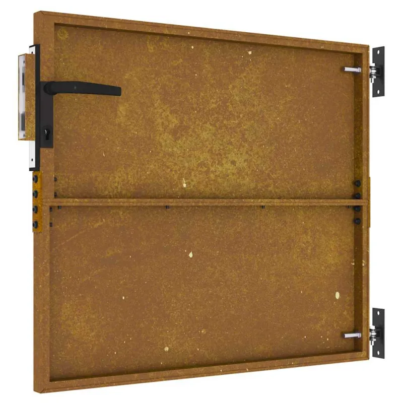 Sodo vartai, 85x125 cm, Corten plienas, kvadratinis dizainas
