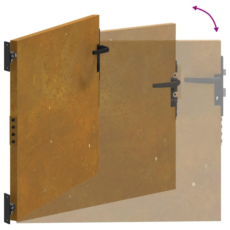Sodo vartai, 85x125 cm, Corten plienas, kvadratinis dizainas