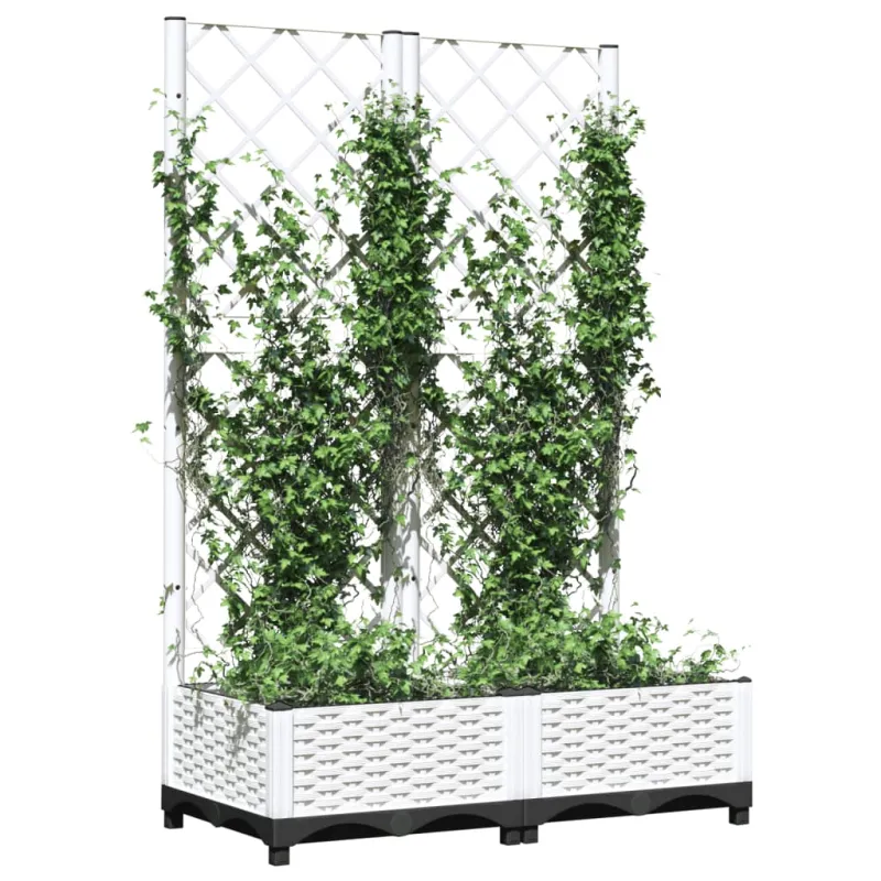 Sodo lovelis su treliažu, baltos spalvos, 80x40x121,5cm, PP