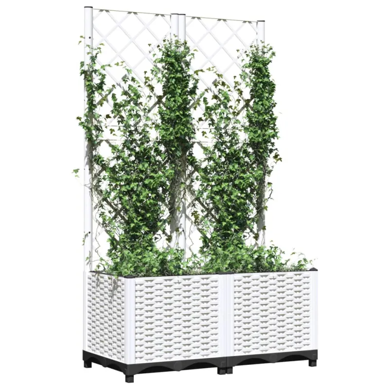Sodo lovelis su treliažu, baltos spalvos, 80x40x136cm, PP