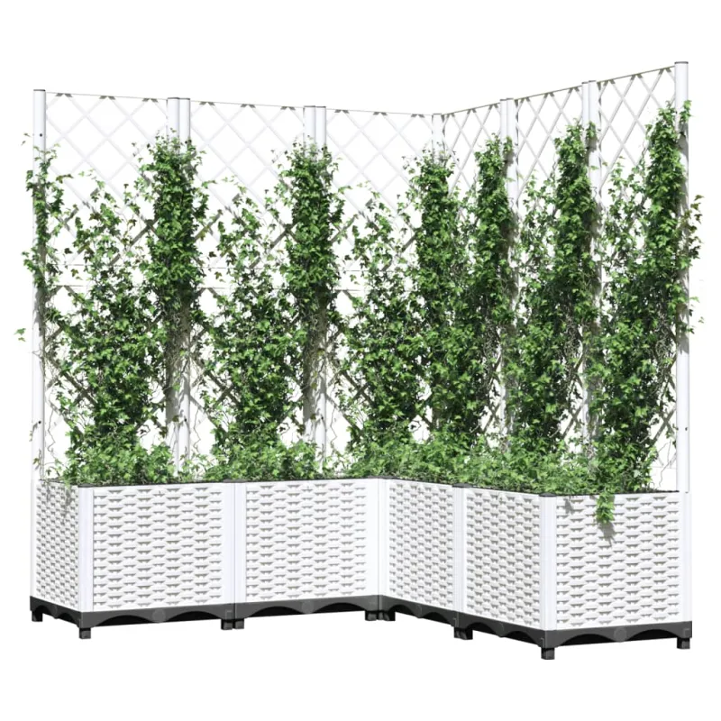 Sodo lovelis su treliažu, baltos spalvos, 120x120x136cm, PP