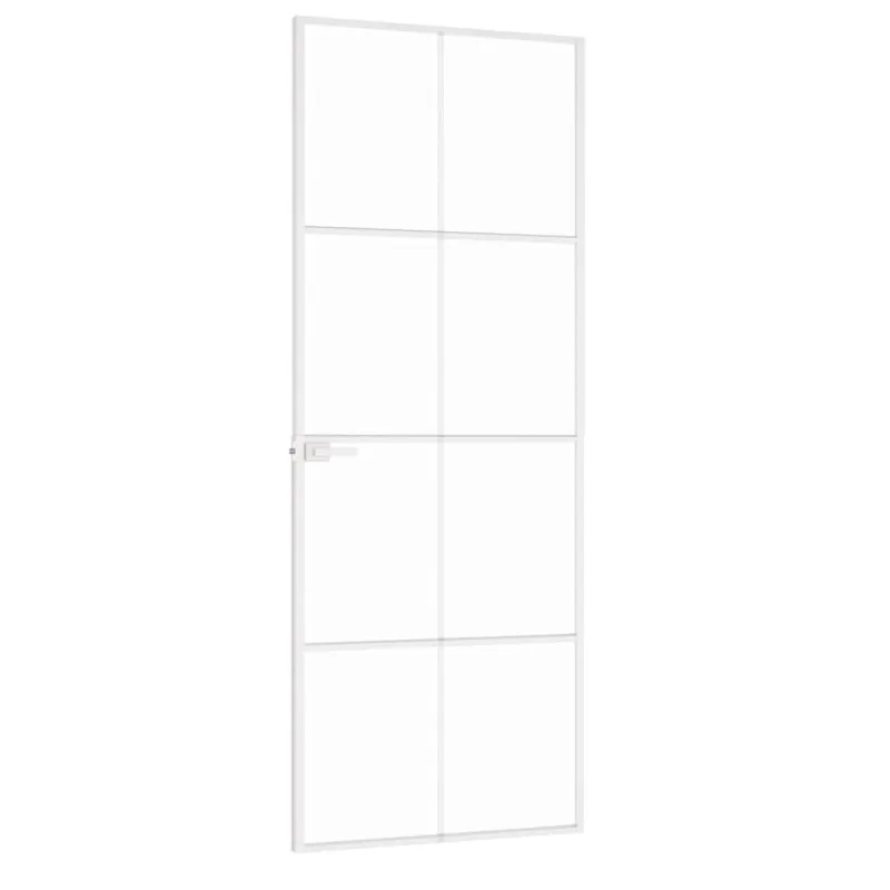 Vidaus durys, baltos, 76x201,5cm, grūdintas stiklas/aliuminis