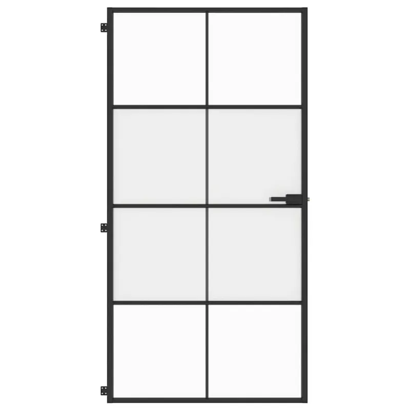 Vidaus durys, juodos, 102,5x201,5cm, stiklas ir aliuminis