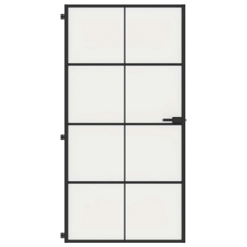 Vidaus durys, juodos, 102,5x201,5cm, stiklas ir aliuminis