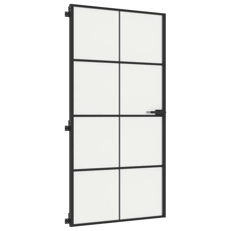 Vidaus durys, juodos, 102,5x201,5cm, stiklas ir aliuminis