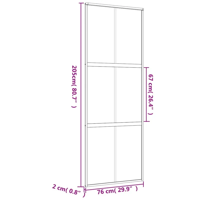 Stumdomos durys, auksinės, 76x205cm, ESG stiklas ir aliuminis