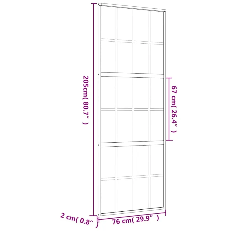 Stumdomos durys, auksinės, 76x205cm, ESG stiklas ir aliuminis