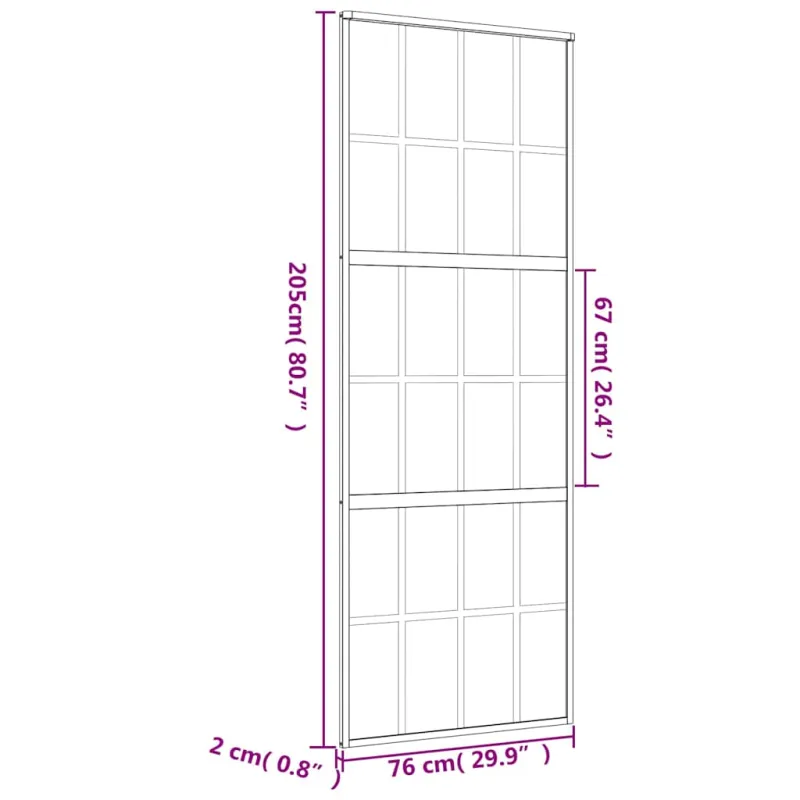 Stumdomos durys, auksinės, 76x205cm, ESG stiklas ir aliuminis