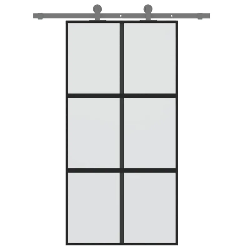 Stumdomos durys, juodos, 102,5x205cm, stiklas ir aliuminis