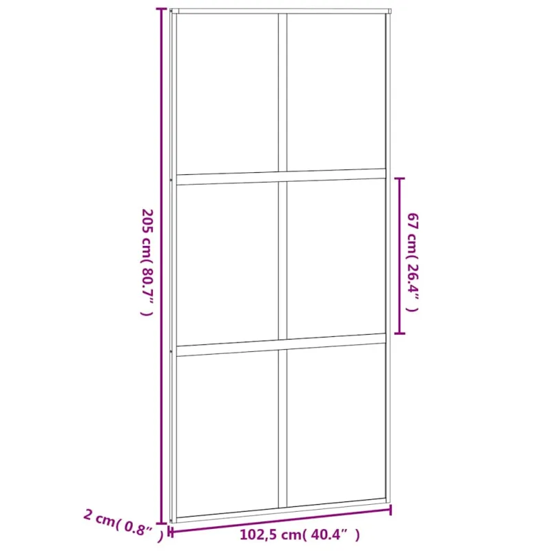 Stumdomos durys, juodos, 102,5x205cm, stiklas ir aliuminis