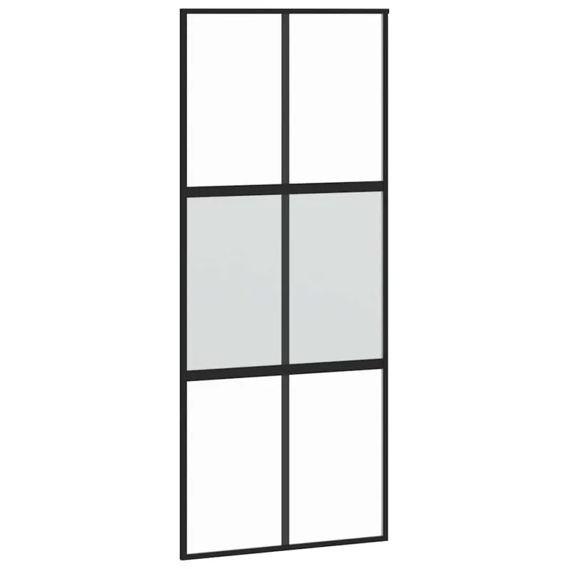 Stumdomos durys, juodos, 90x205cm, grūdintas stiklas/aliuminis