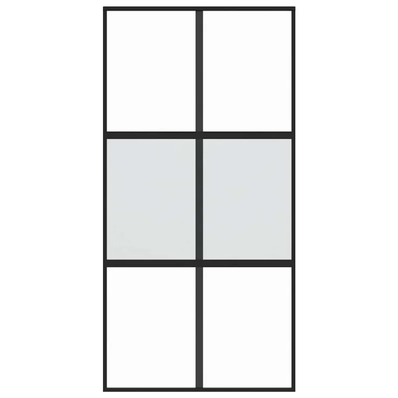 Stumdomos durys, juodos, 102,5x205cm, stiklas ir aliuminis