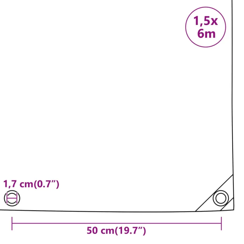 Tentas, antracito spalvos, 1,5x6m, 650g/m²