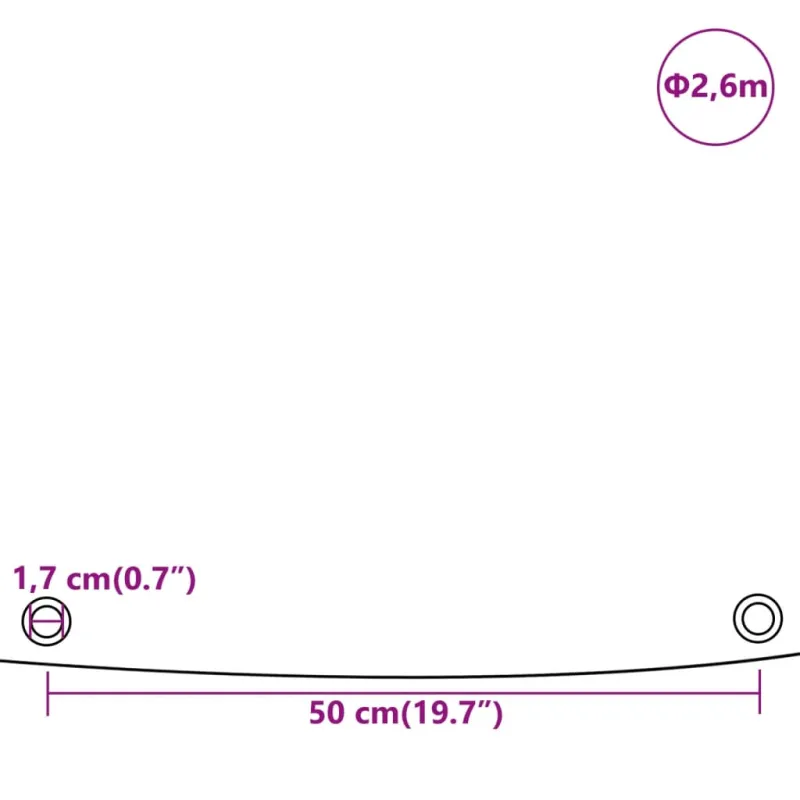 Tentas, pilkos spalvos, 2,6m skersmens, 650g/m²