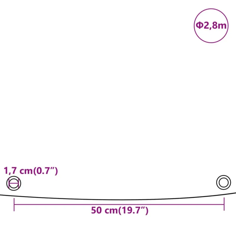 Tentas, baltos spalvos, 2,8m skersmens, 650g/m²