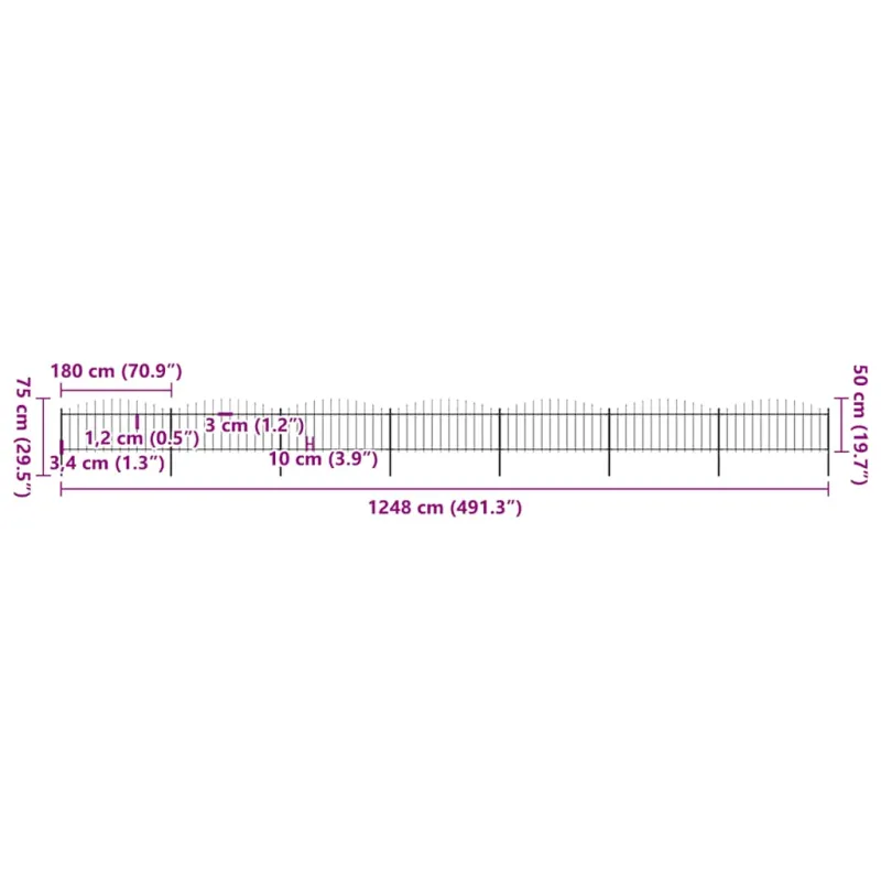 Sodo tvora su iečių viršug., juoda, (0,5-0,75)x11,9m, plienas