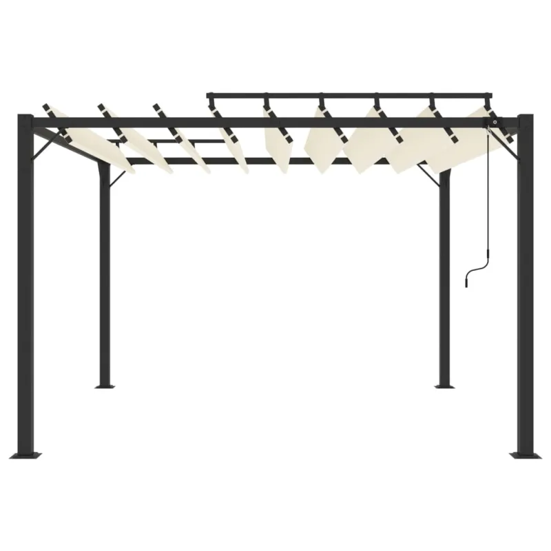 Pavėsinė su žaliuzių stogu, kreminė, 3x3m, audinys/aliuminis