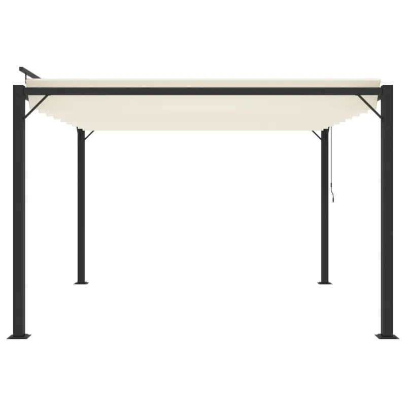 Pavėsinė su žaliuzių stogu, kreminė, 3x3m, audinys/aliuminis